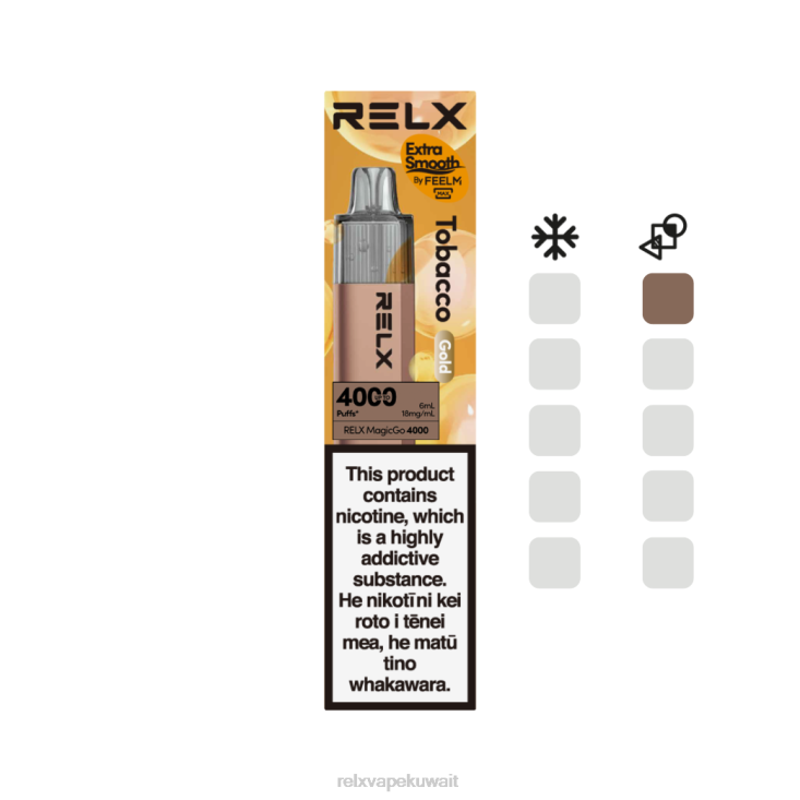RELX MagicGo 4000 سيجارة يمكن التخلص منها | 6NH482 ‎RELX Vape Kuwait التبغ (الذهب)